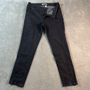 Chico's Platinum Denim Black Wash Skinny Leg Ankle Pants Women's Size 25‎